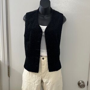 Doncaster Evening Vest textured  rug like front button up soft black